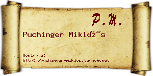 Puchinger Miklós névjegykártya